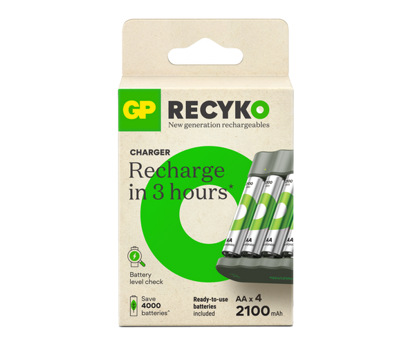 GP Recyko B441 USB Charger with AA Rechargeable Batteries 2100 mAh