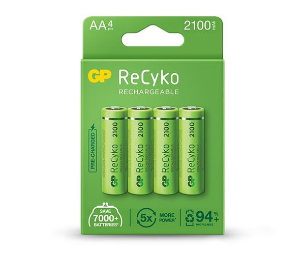 GP ReCyko battery 2100mAh AA with stronger power in a pack of 4.