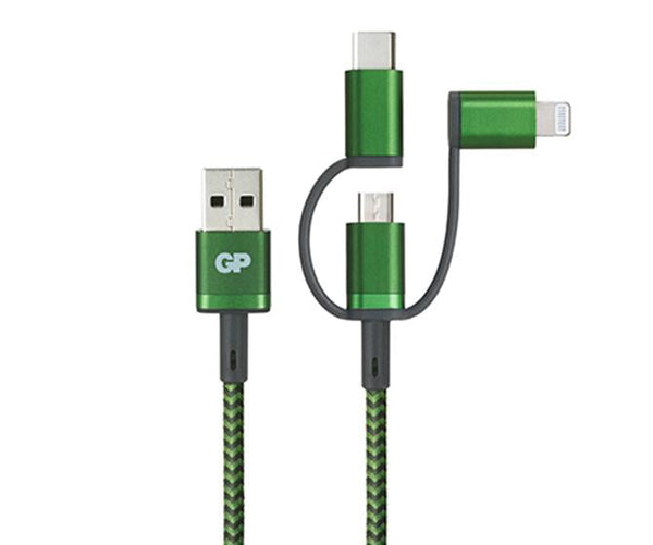 Kabel Pengecasan & Sync 3-dalam-1 (USB-C / Lightning / Micro-USB) 1M - CY1A